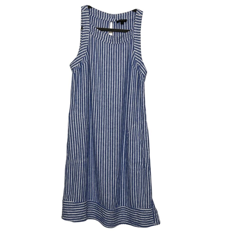 For Cynthia Linen Blend Blue White Stripe Dress Size Large